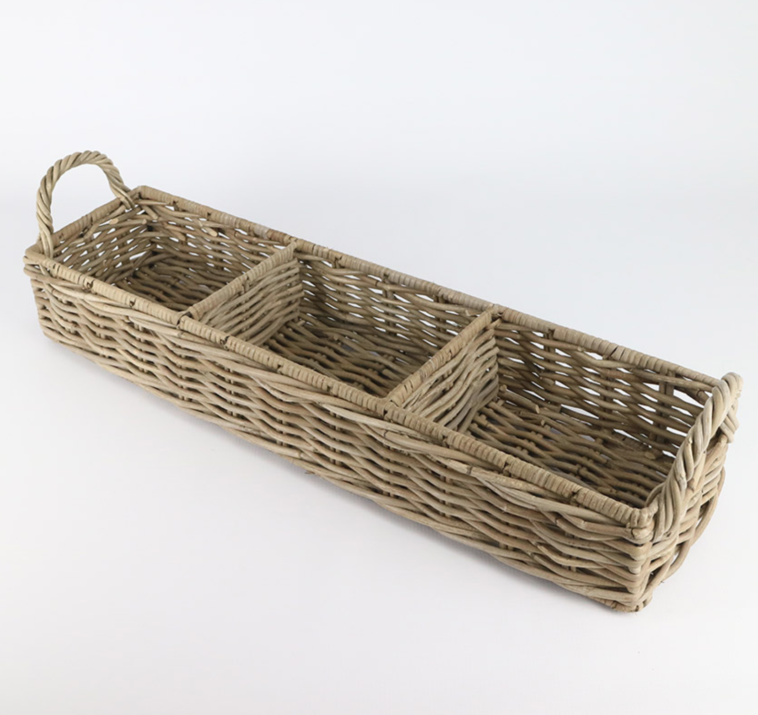 Rattan Thick Long Tray With Dividers - NetDécor