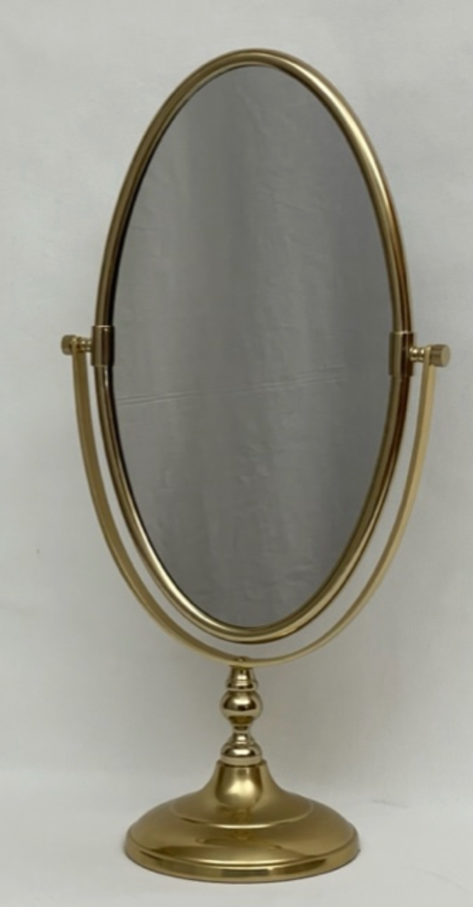 MIRROR DRESSING TABLE OVAL ANTIQUE BRASS - NetDécor