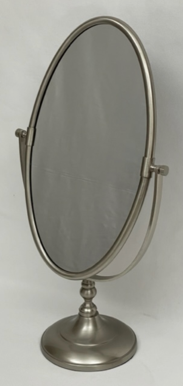 MIRROR DRESSING TABLE OVAL PEWTER - NetDécor