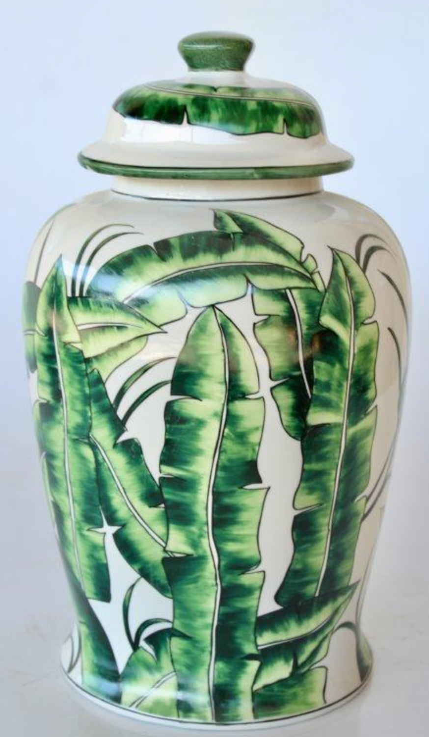 Large Banana Leaf Ginger Jar - NetDécor