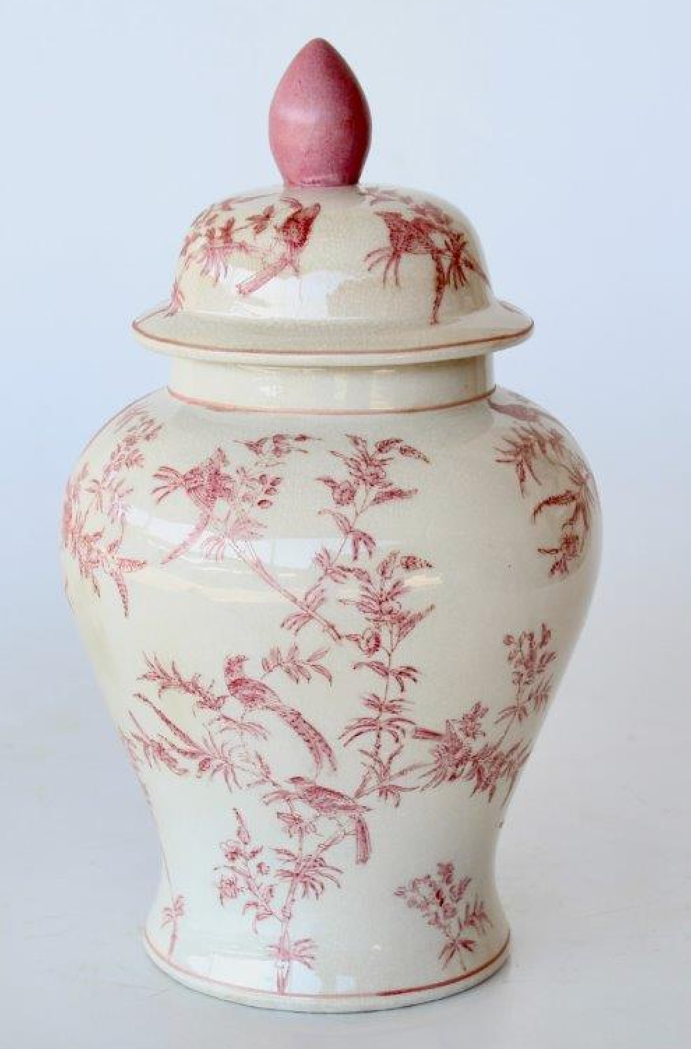 Medium Pink Floral Ginger Jar - NetDécor