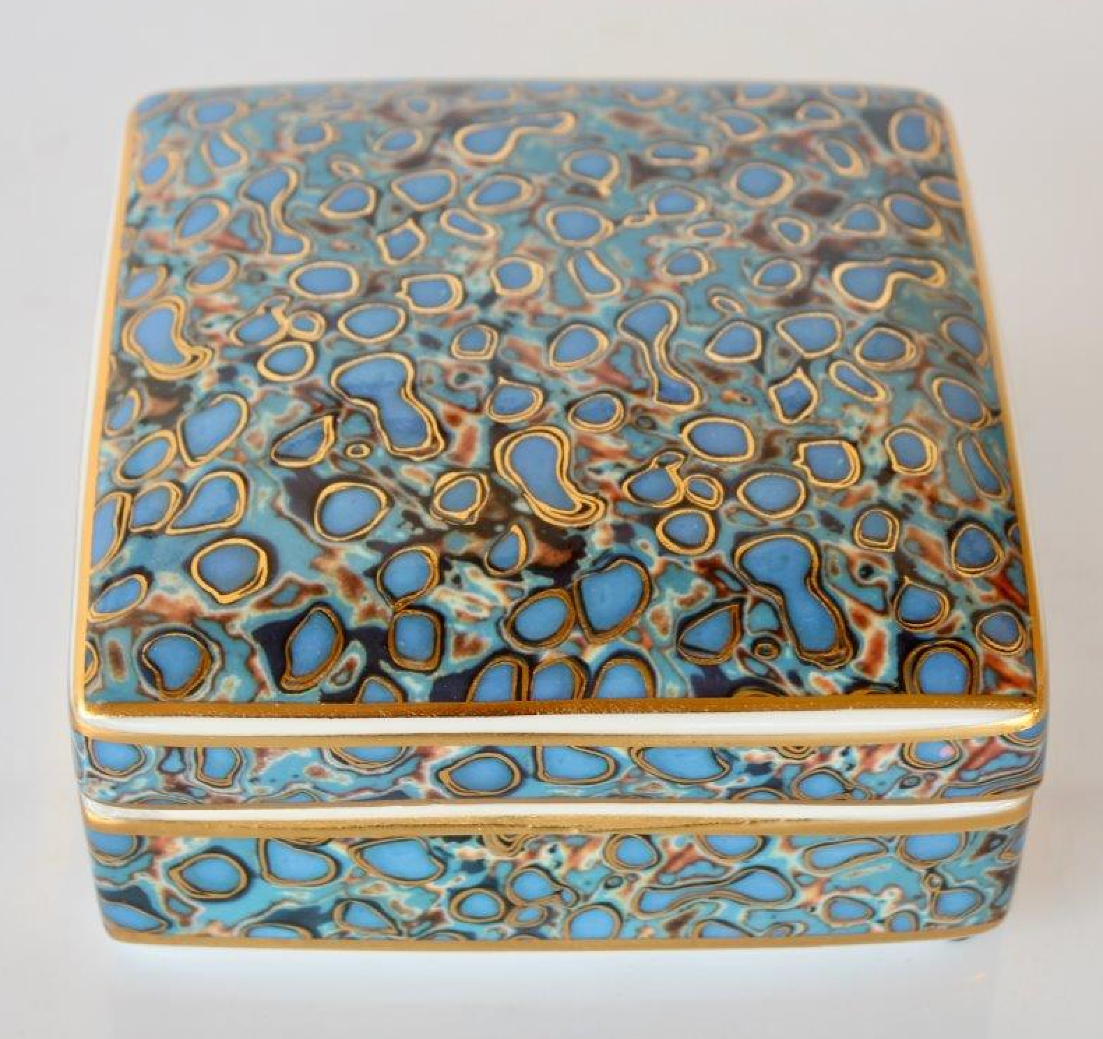 Gold & Blue Multi Coloured Box with Lid - NetDécor