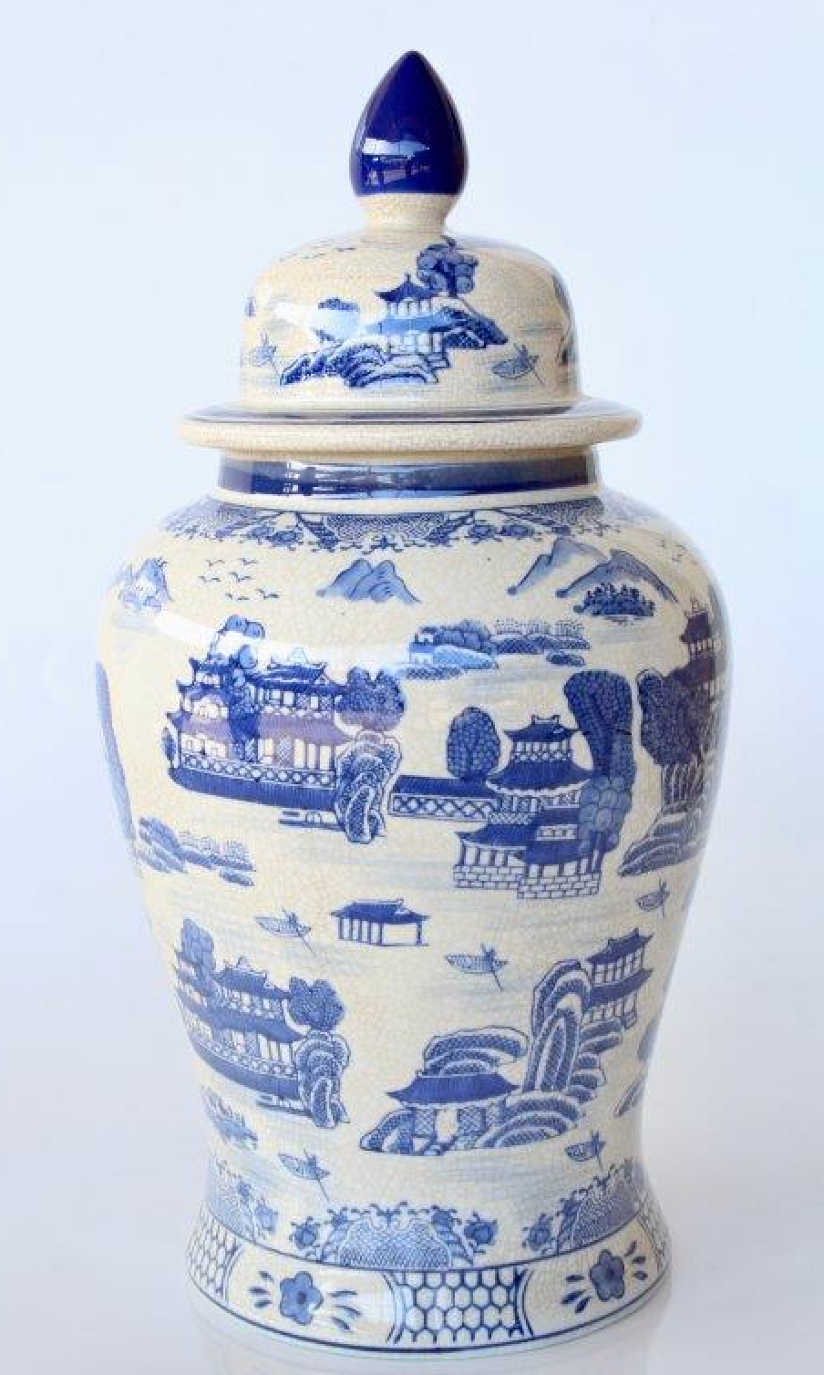 Extra Large Blue and White Ginger Jar - NetDécor