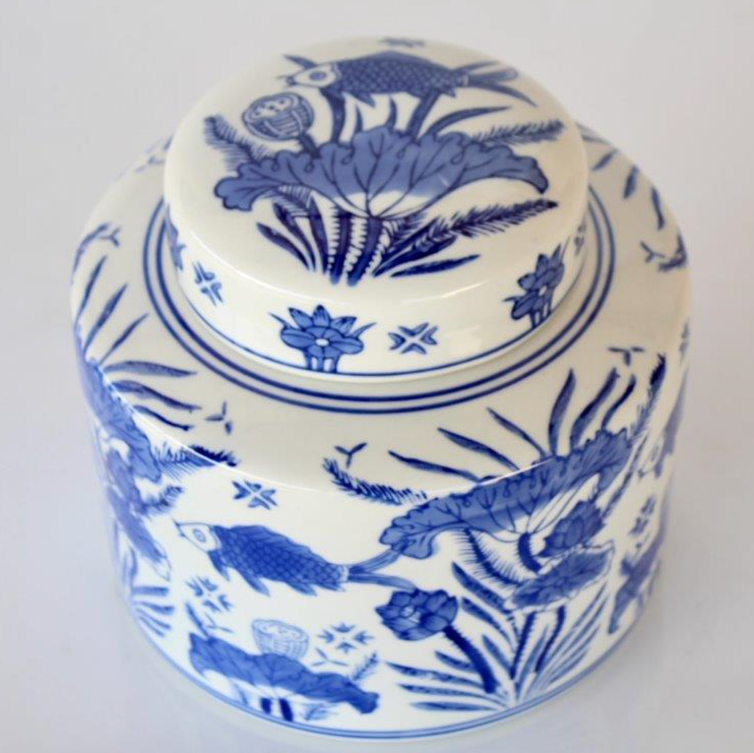 Blue Fish Jar with Lid - NetDécor