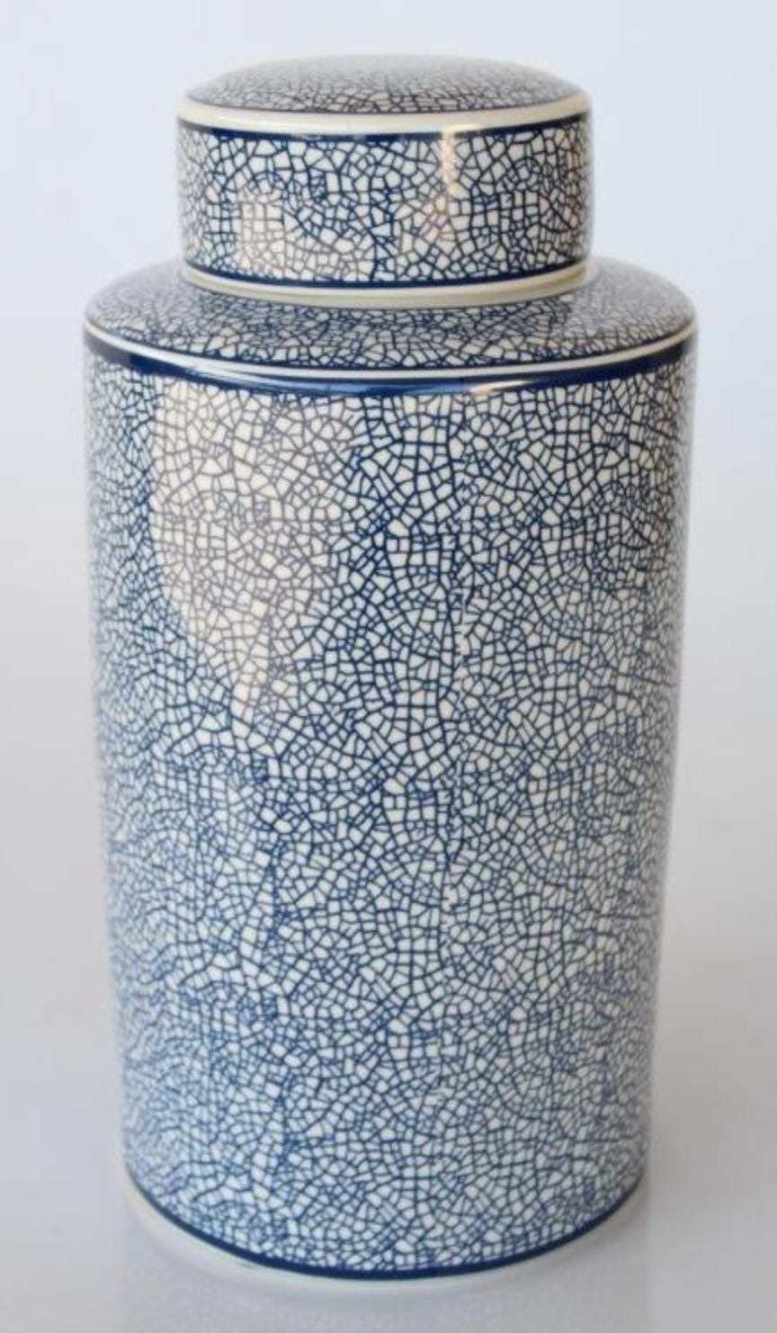 Blue and White Crackle Design Jar - NetDécor