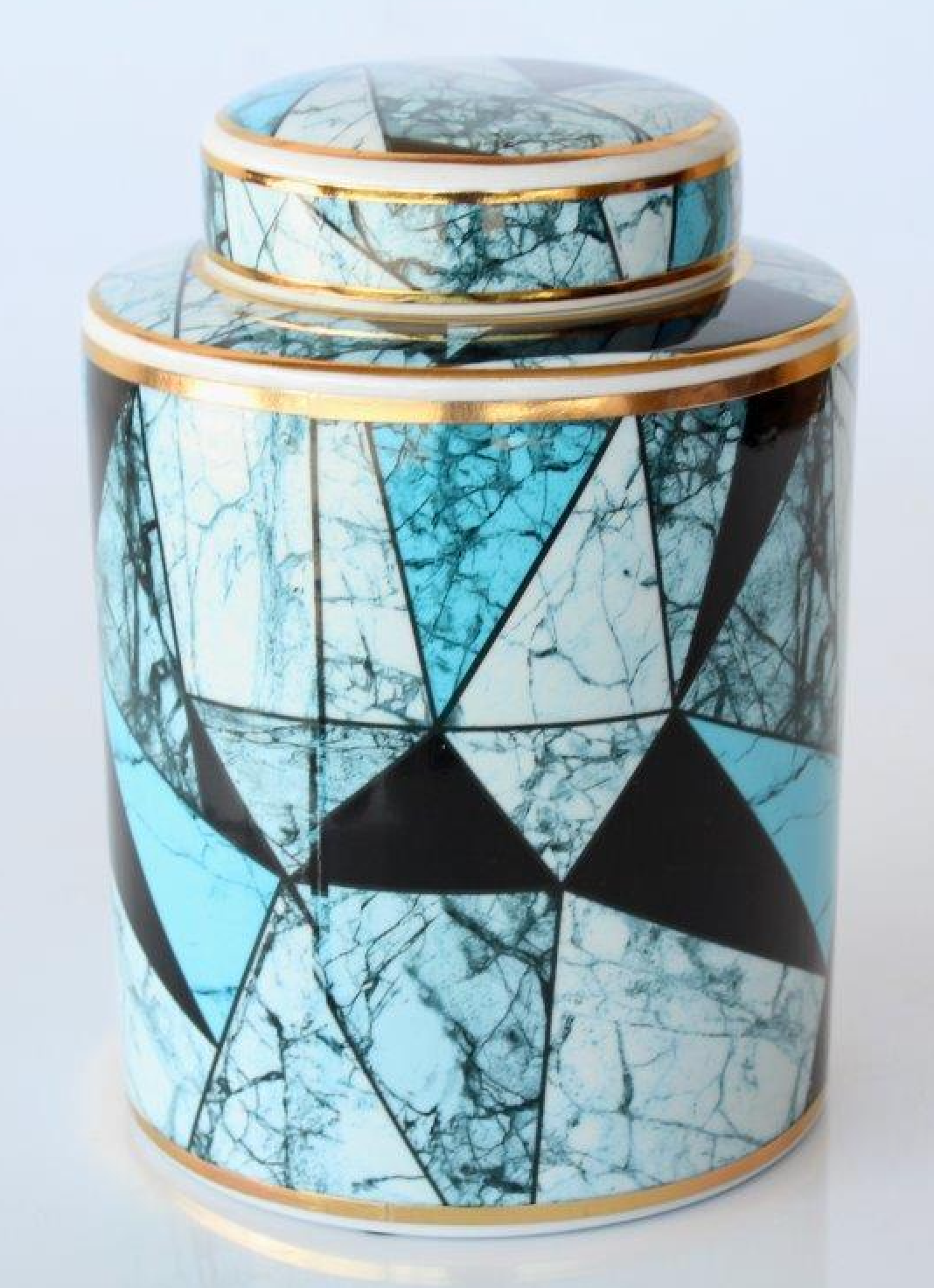 Blue & White & Gold Jar - NetDécor