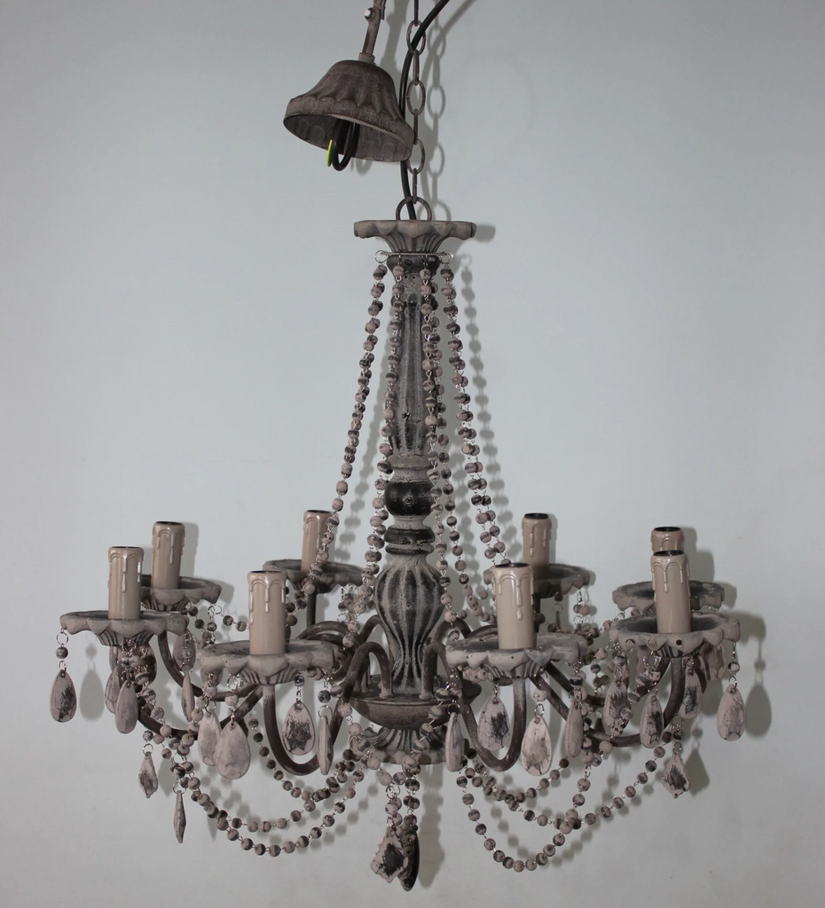 Large Grey Chandelier with Beads - NetDécor 