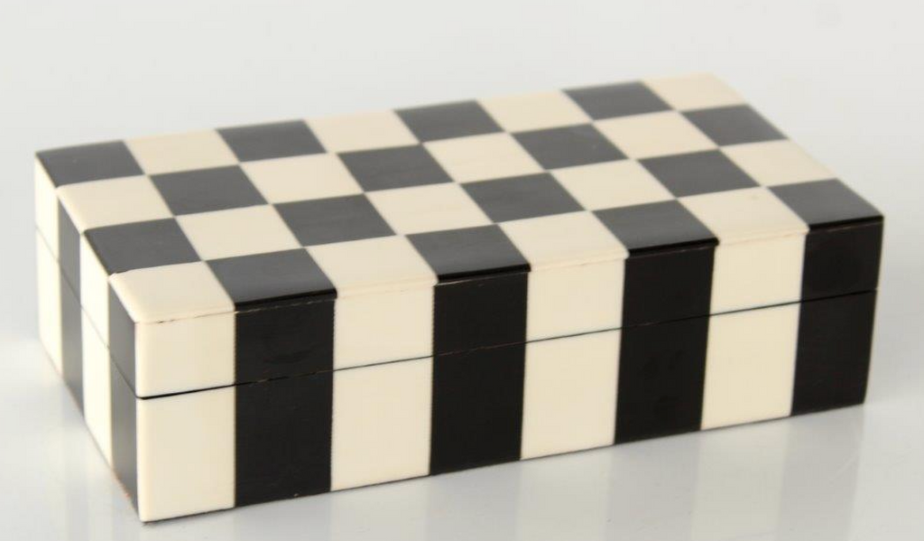 Dominoes in Black & White Checked Box - NetDécor 