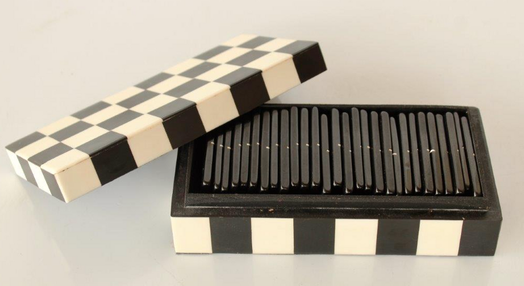 Dominoes in Black & White Checked Box - NetDécor 