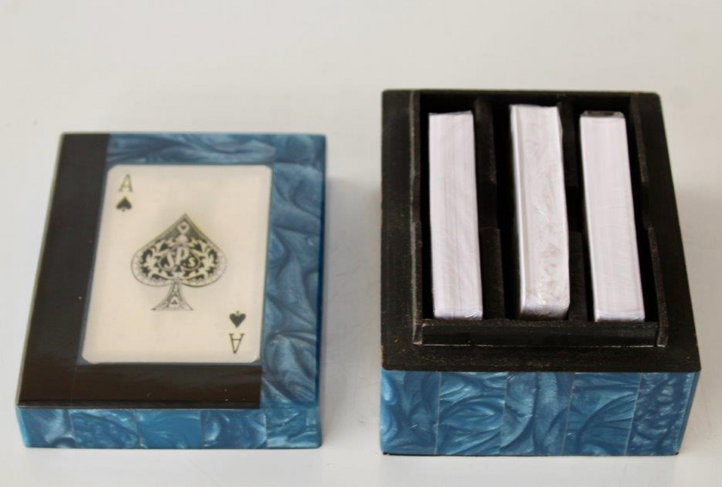 Blue and Black Triple Card Box - NetDécor 