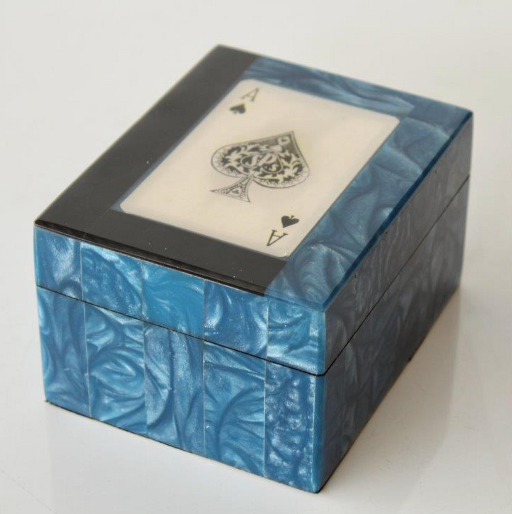 Blue and Black Triple Card Box - NetDécor 