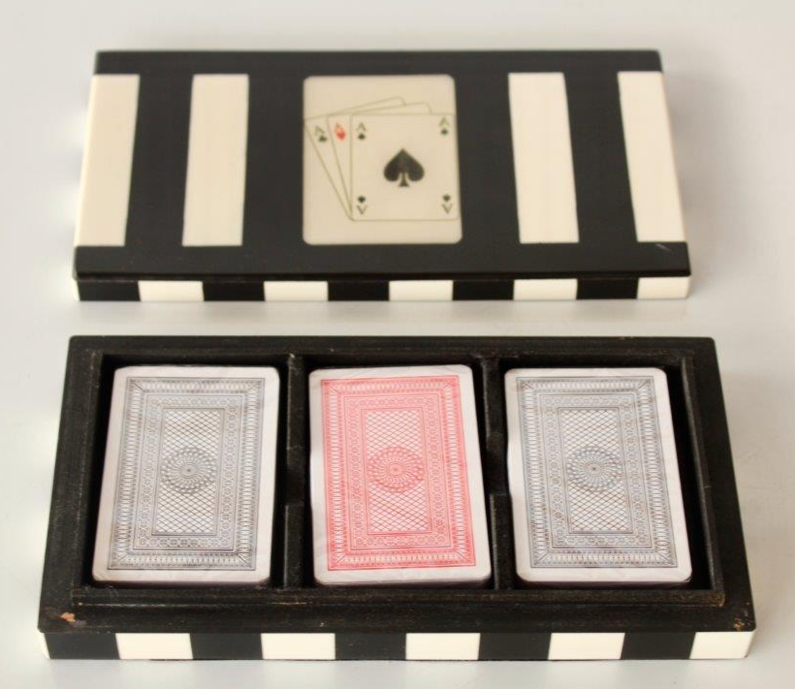 Black & White Triple Card Box - NetDécor