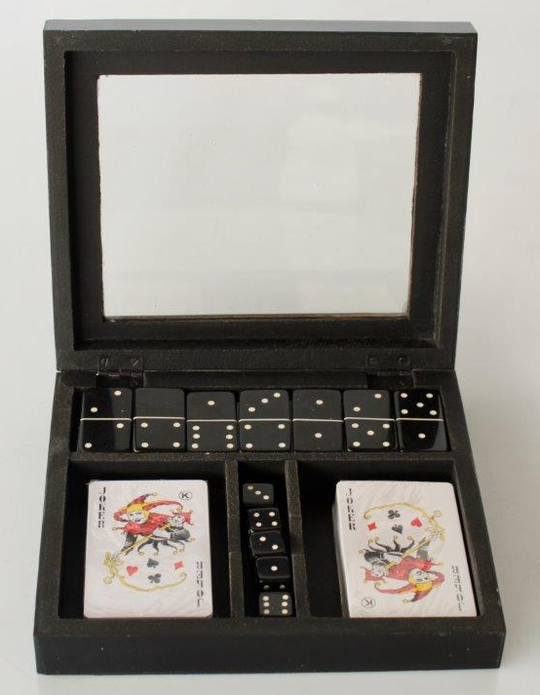 Cards and Dominoes Game Set in Black Box - NetDécor