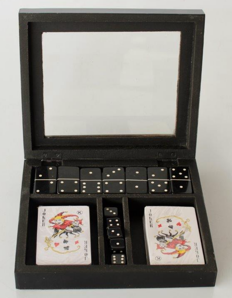 Cards and Dominoes Game Set in Black Box - NetDécor 