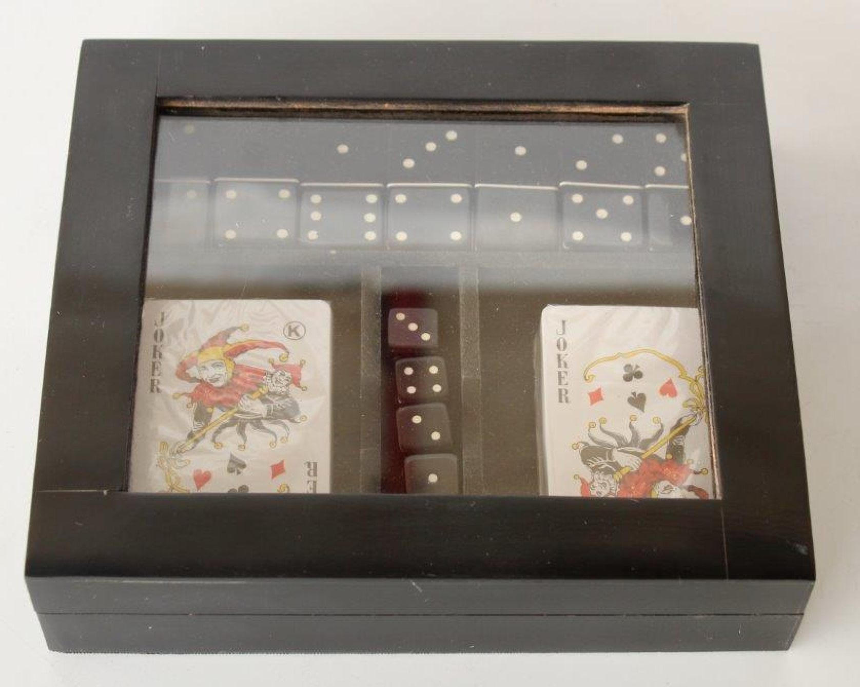 Cards and Dominoes Game Set in Black Box - NetDécor