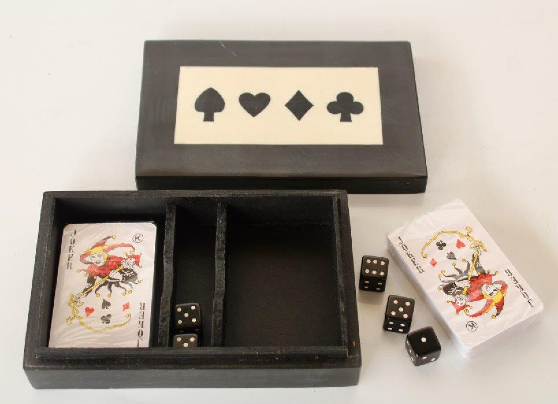 Cards and Dominoes Game Set in Black Box - NetDécor