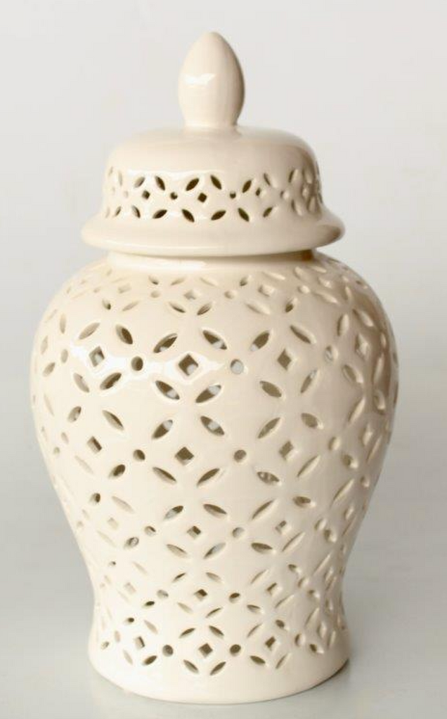 White Cut Out Ginger Jar - NetDécor 