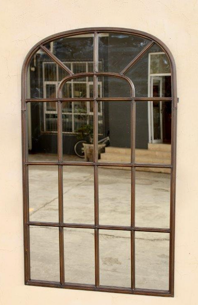 1m Brown Metal Arch Mirror - NetDécor 