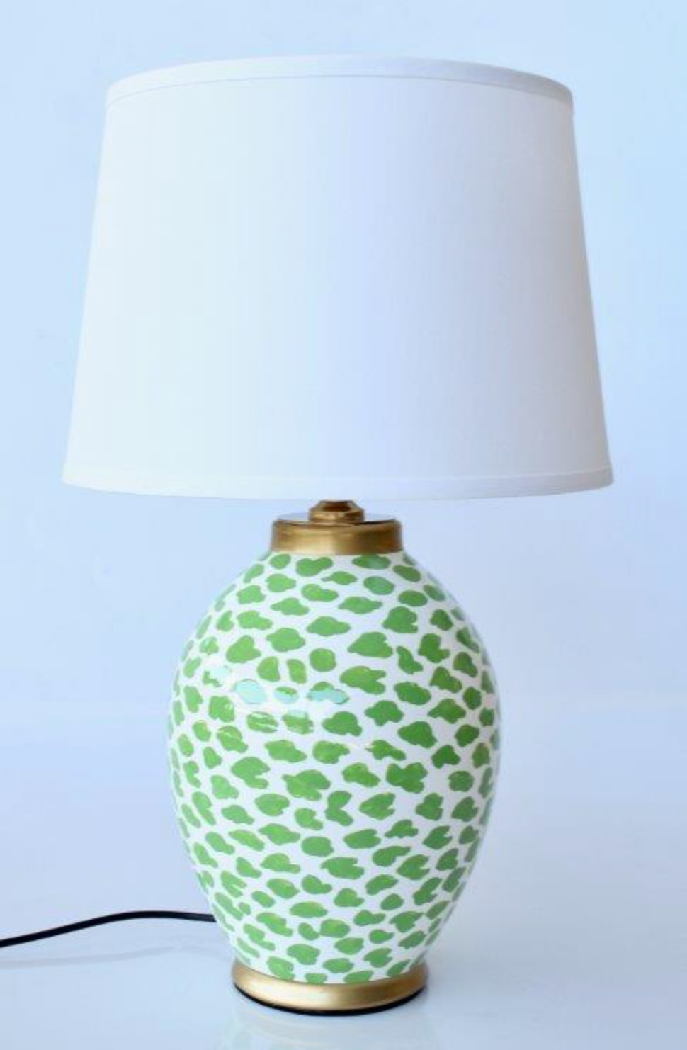Lime Green & White Blob Lamp Base Off White Shade - NetDécor