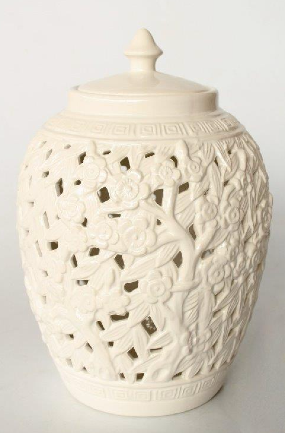 Small White Flower & Leaf Cut Out Jar - NetDécor