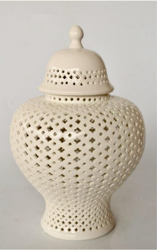 Extra Large White Cut Out Jar - NetDécor 