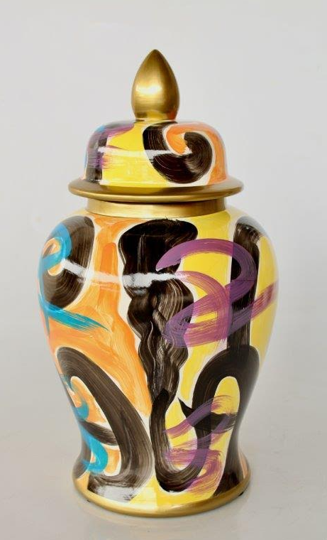 Orange and Yellow Multi Ginger Jar - NetDécor