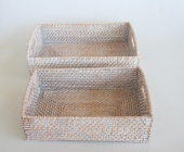Set of 2 Deep Rattan Trays - NetDécor