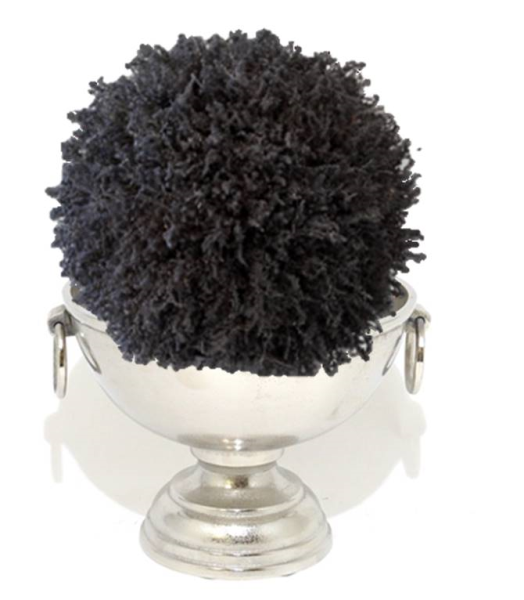 Charcoal Slagbos Topiary Ball in Silver Vessel - NetDécor