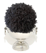 Charcoal Slagbos Topiary Ball in Silver Vessel - NetDécor