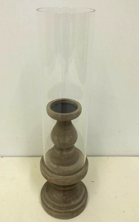 Tall wood and glass candle holder - NetDécor