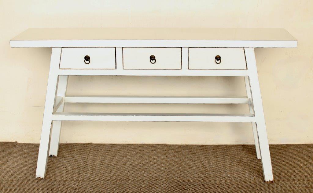 White 3 Drawer Console - NetDécor