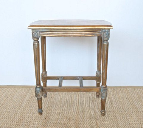 77cm Wooden Gold Finish Table with Ornate Legs - NetDécor 