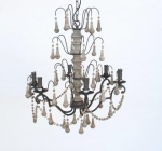 Wood and Black 6 light Chandlier - NetDécor