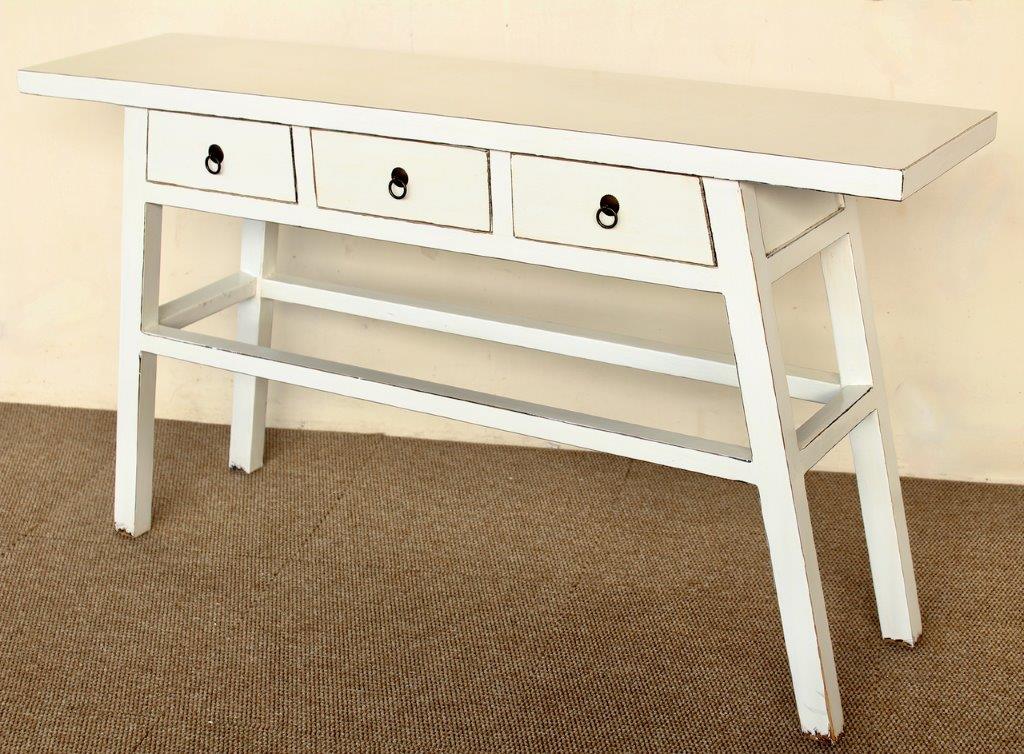 White 3 Drawer Console - NetDécor