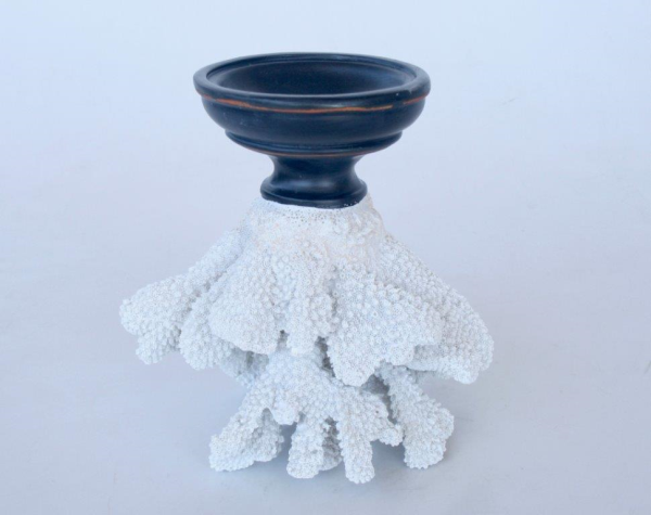 White Coral on Stand Candle Stick - NetDécor