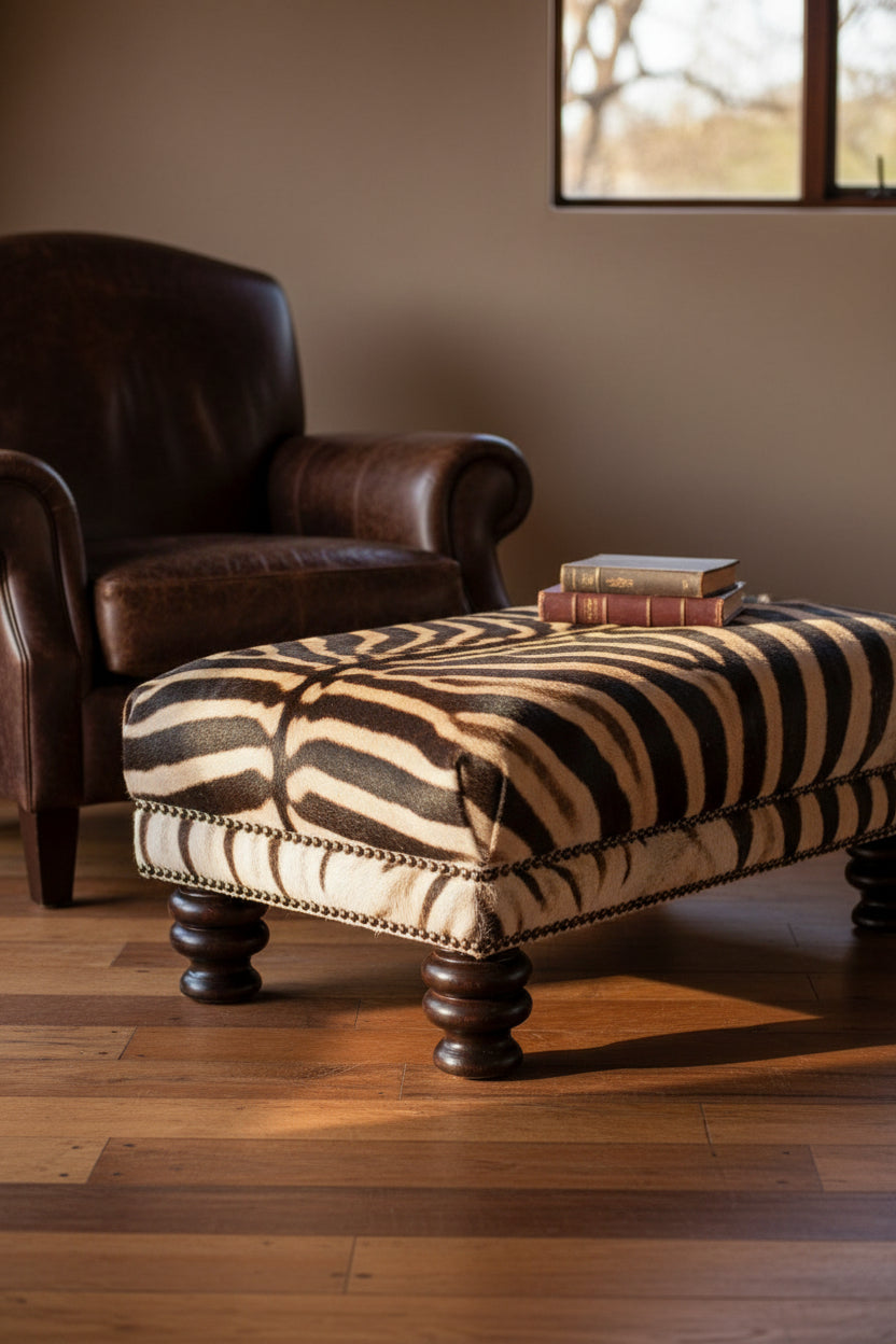 Zebra Ottoman Classic with Studs - NetDécor