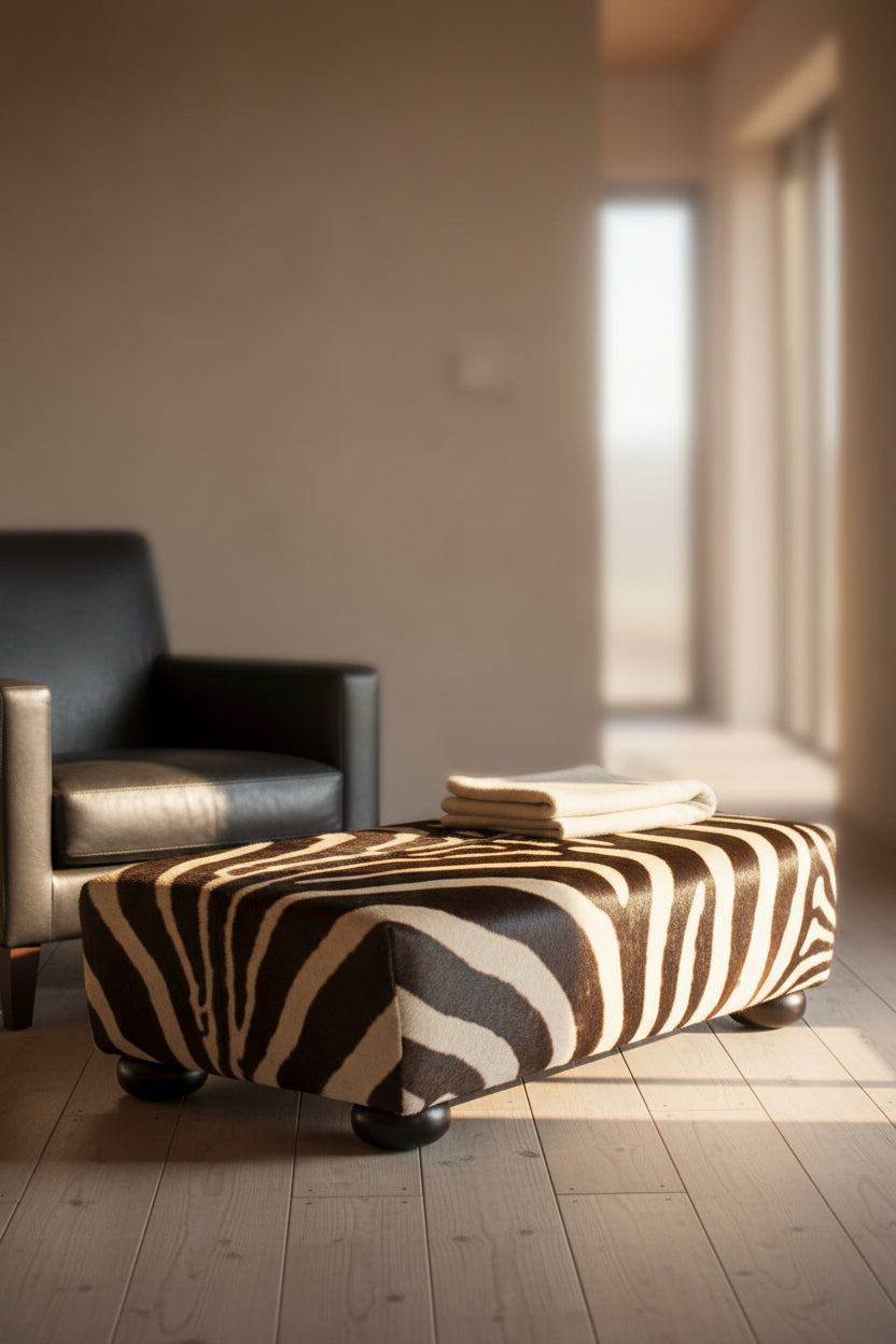 Zebra Ottoman Modern with Bun Feet - NetDécor