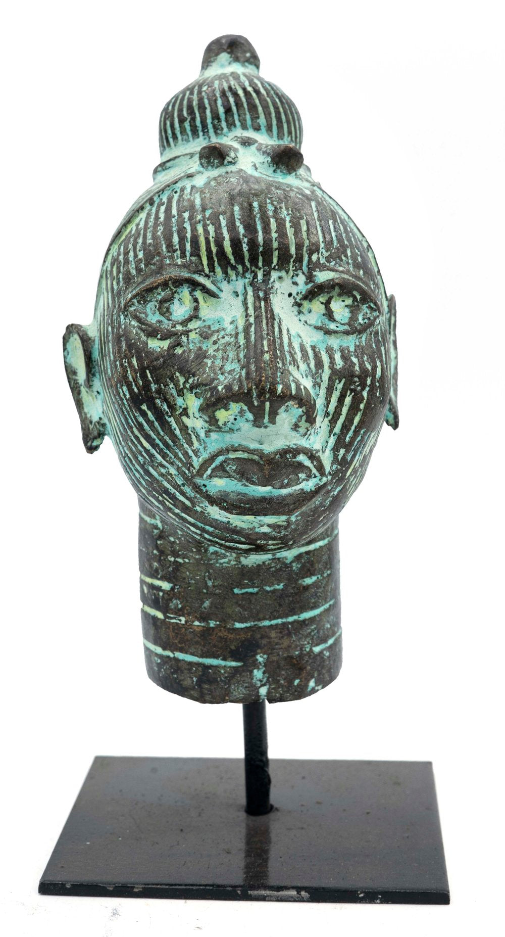 Bronzed Head Sculptures on Stands - NetDécor