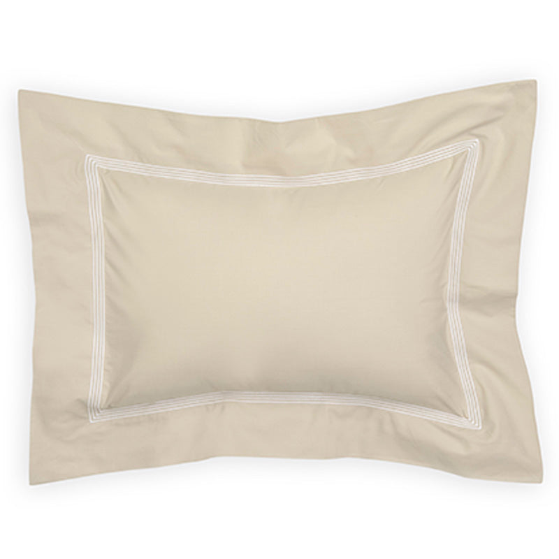 Percale Four Row Cord Taupe White Decorative Pillowcase