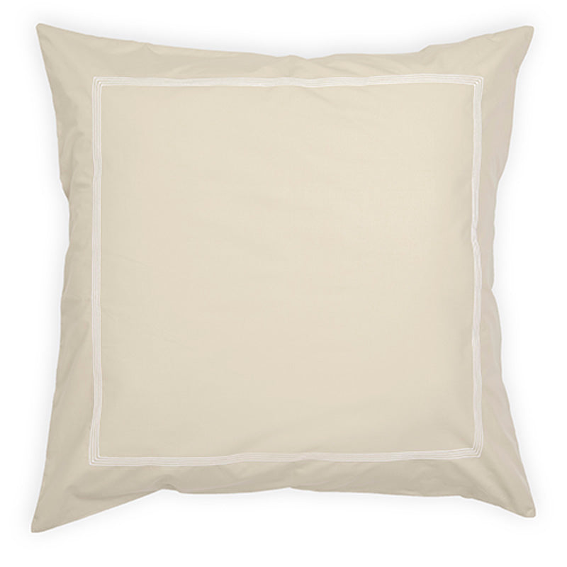 Percale Four Row Cord Taupe White Decorative Pillowcase