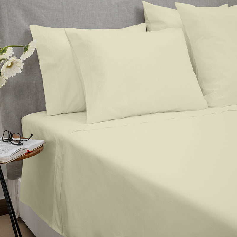 Percale Four Row Cord Ivory Ivory Sheet Set