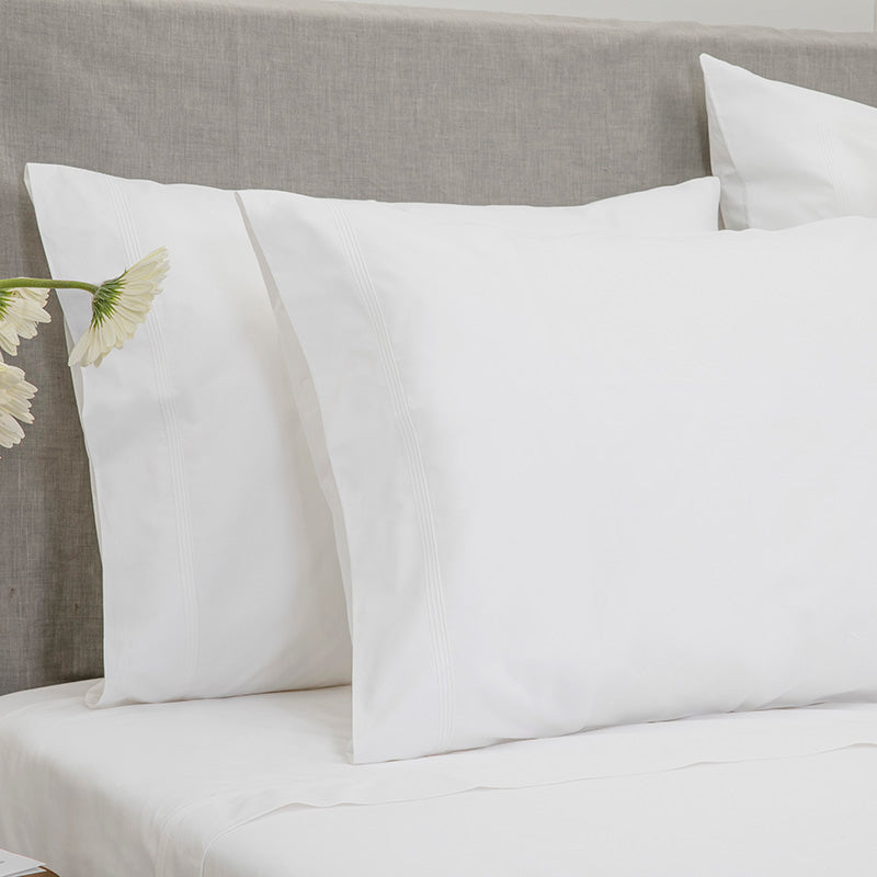 Percale Four Row Cord White White Standard Pillowcase
