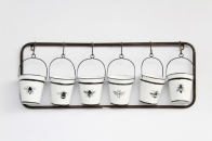 SET OF 6 HANGING PAILS WITH BEES - NetDécor
