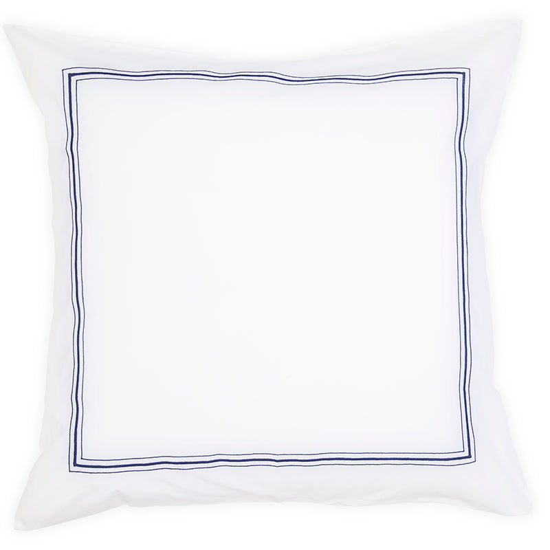 Percale Hurlingham White Cobalt Decorative Pillowcase - NetDécor 