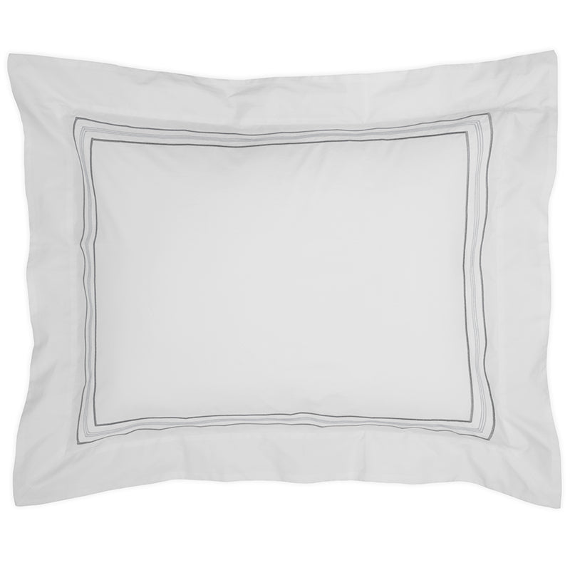 Percale Mowbray Glacier Grey Ash Oxford Pillowcase - NetDécor 