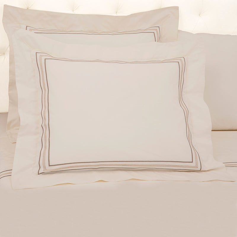 Percale Mowbray Ivory Sand Oxford Pillowcase - NetDécor 