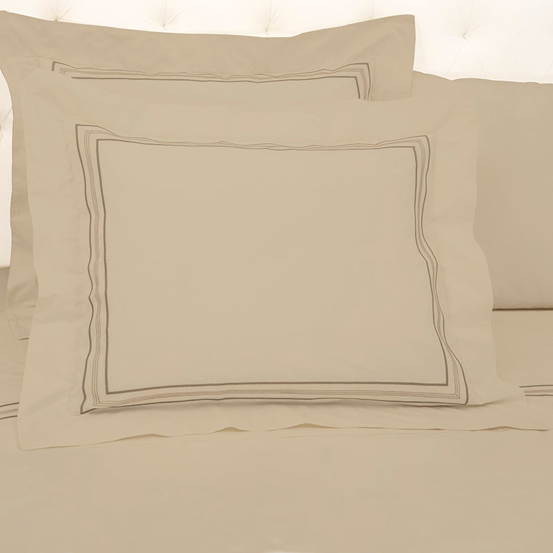 Percale Mowbray Taupe Sand Oxford Pillowcase - NetDécor 
