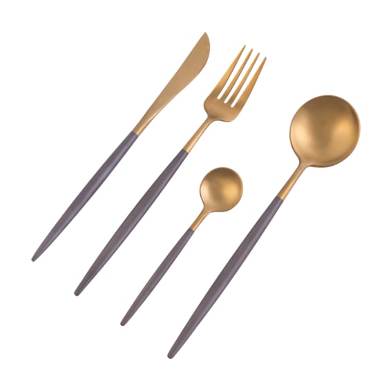 Dubai Gold & Grey 16 Piece Cutlery Set - NetDécor 