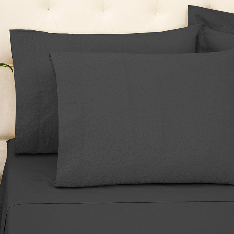 Percale Princess Grace Charcoal Standard Pillowcase - NetDécor 