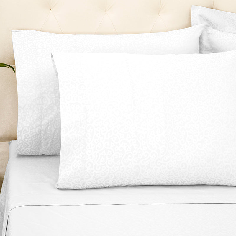 Percale Princess Grace White Standard Pillowcase - NetDécor 